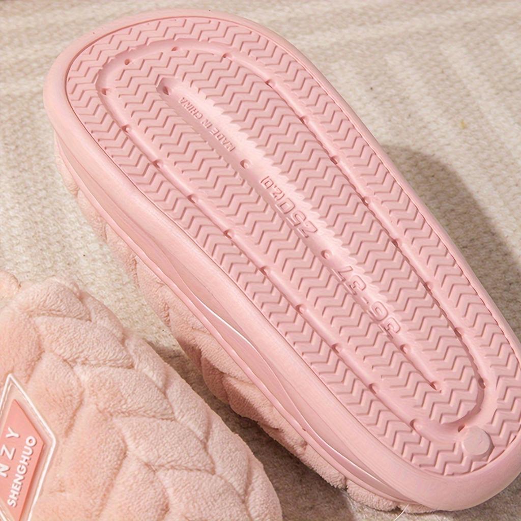 Warmth and Slip-Resistant Thick Sole Plush Slippers - Autumn and Winter Indoor Home Slippers for Women and Men's Couple
