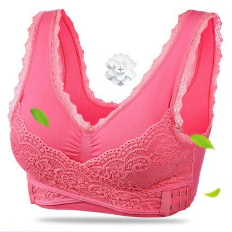 Front Cross Side Buckle Lace Gathered Wireless Sports Bra For Women Yoga Running Fitness