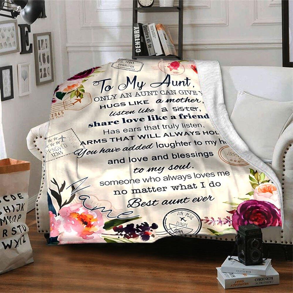 Customized Name Blanket For My Aunt Soft Comfortable Lightweight And Multifunctional Suitable For Picnics Sofas Offices Beds And Living Rooms The