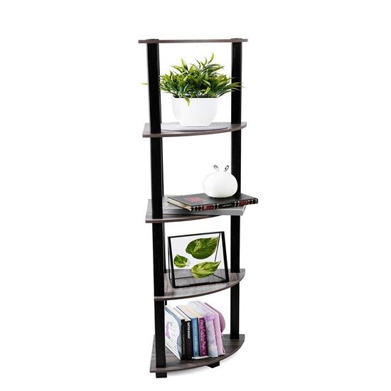 5 Tier Corner Shelf, Industrial Wall Corner Bookshelf, Corner Storage Rack Shelves Display Plant Flower, Stand Bookcase For Home, Office, Kitchen