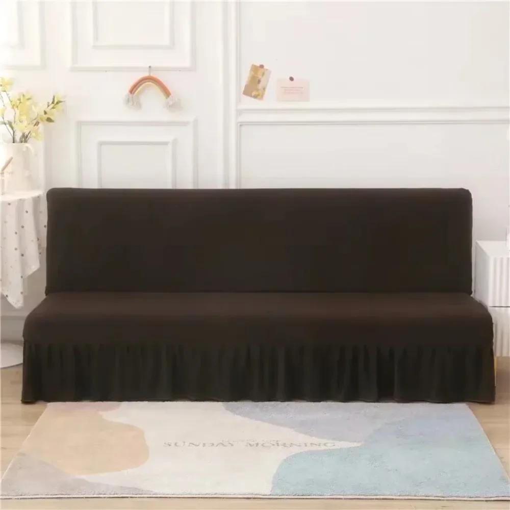 Solid Color Elastic Folding Sofa Bed Cover With Skirt Sofa Slipcover Couch Cover Furniture Protector 1Pc Home Decoration Couch Cover