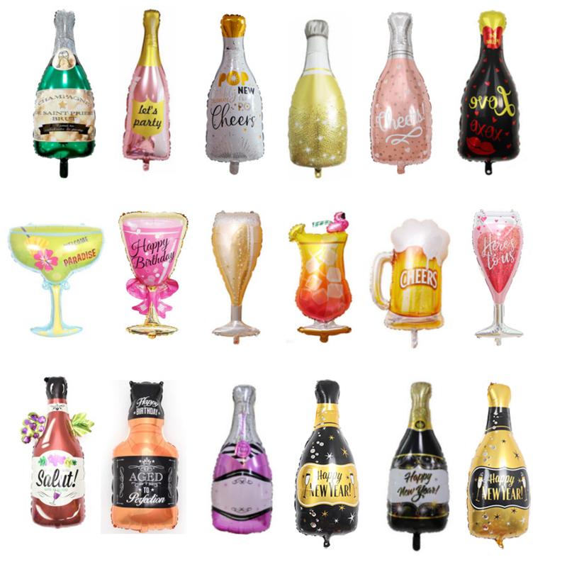 Decorazione della festa nuziale di compleanno Palloncino Bottiglia di whisky Forma di vetro Grande pellicola di alluminio Palloncino Scena a tema Decorazione creativa Forniture Palloncino