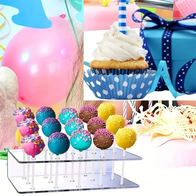 1pc Cake Lollipop 15 Hole Holder Display Stand Acrylic Clear Durable Candy Holder for Wedding Party Birthday Dessert Stand
