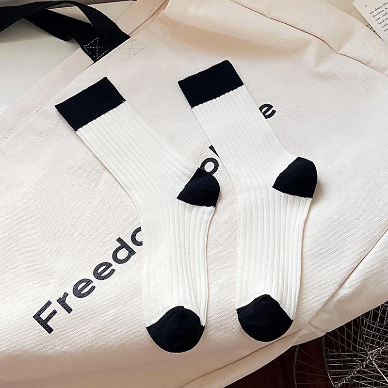 Female Spring and Autumn New Variety Match Color Tall Drum Pile Pile Cotton Socks
