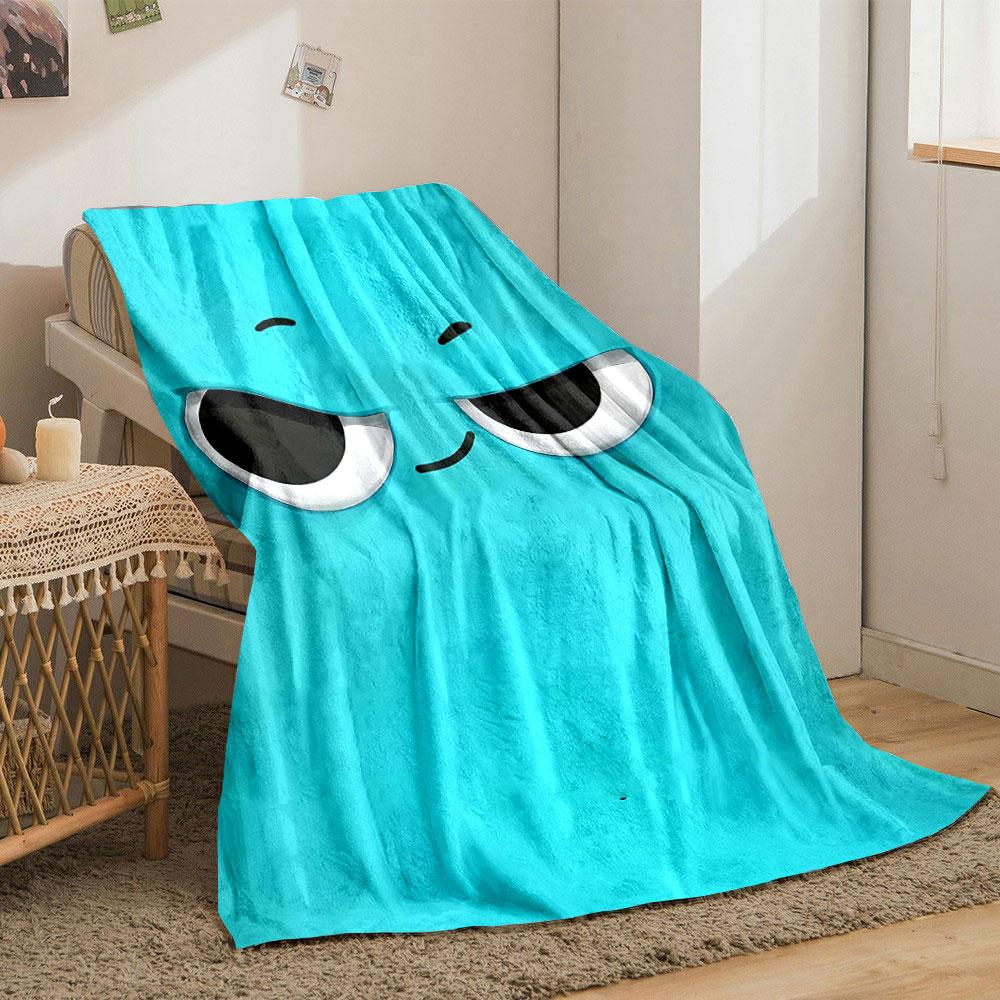 Expression with raised eyebrows, tilted black eyes, and a sly smirk. for all seasons blanket lunch break throw gift
