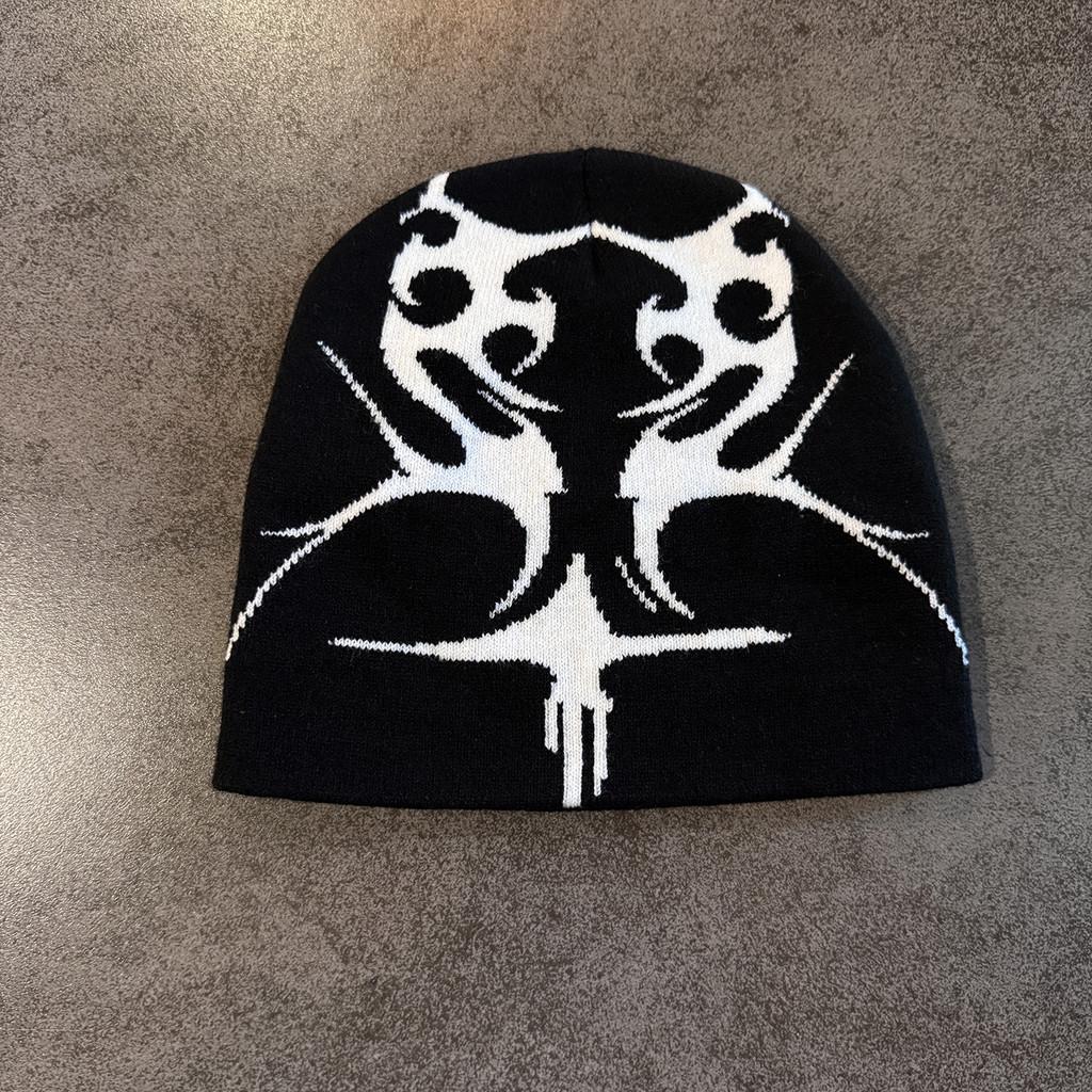 Fashion Blocked Color Flame Pattern Neutral Casual Knitted Hat Autumn For