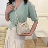 Fashionable Woven Crossbody Bag For Women 2023 New Beige Khaki Lace Bucket Handbag