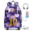 Football Printed Student Backpack Multifunctional Usb Interface Large Capacity Leisure Travel Backpack