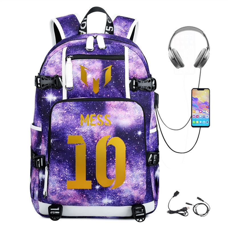 Football Printed Student Backpack Multifunctional Usb Interface Large Capacity Leisure Travel Backpack