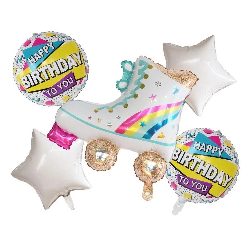 

1 Set Radio Roller Skates Foil Helium Balloons For 80s 90s Happy Birthday Party Decorations Inflatable Globos Supplies Kids Toys as the picture