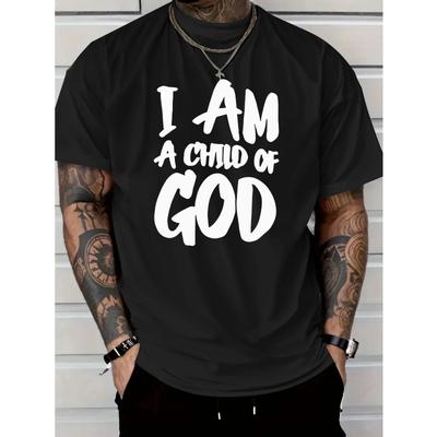 Men's T-Shirt Red I AM A CHILD OF GOD Print Casual Streetwear