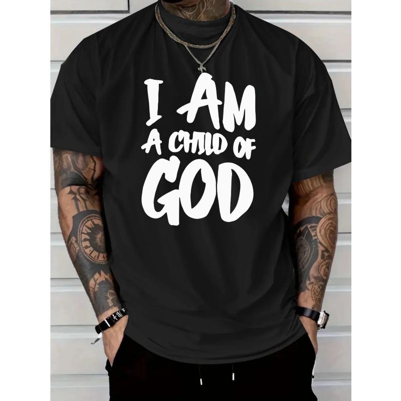 

Мужская футболка Красная I AM A CHILD OF GOD Принт Повседневная Уличная одежда S чёрный
