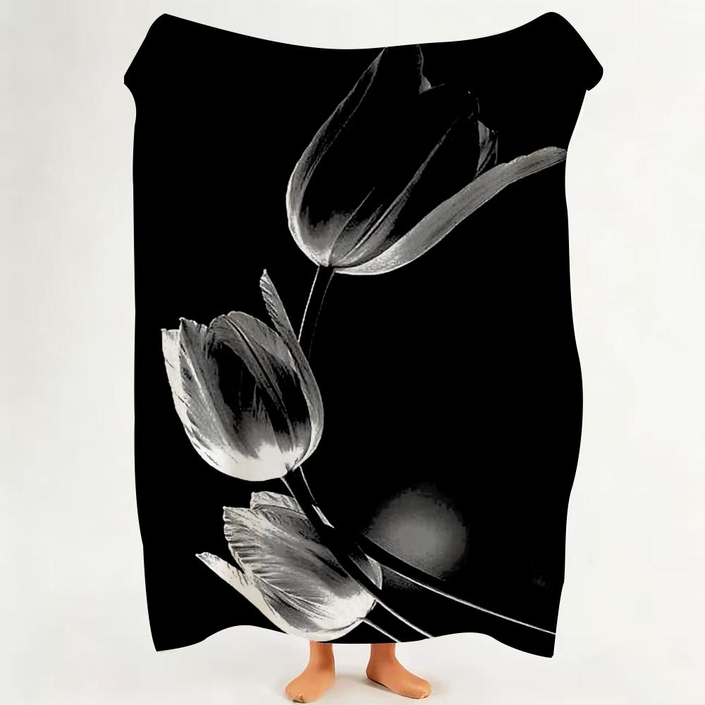 Art B Black A And W White A Art P Plant F Flower Throw Flannel Throw Blanket Suitable for Sofa Living Room Bedroom