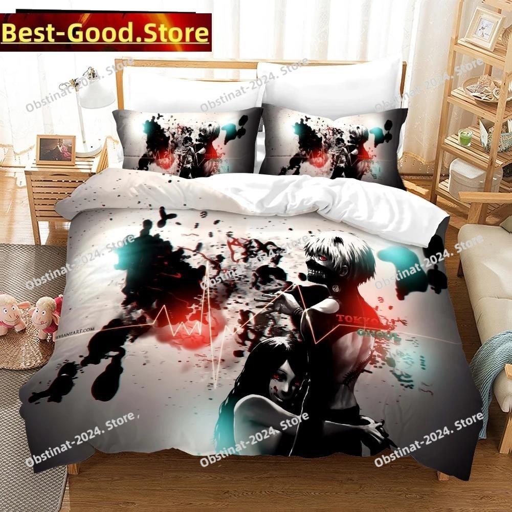 3D Tokyo Ghoul Kaneki Ken Bedding Set Printed Bed Set Duvet Cover Sheet Pillowcase Bed Soft Quilt Cover Full Queen King Size