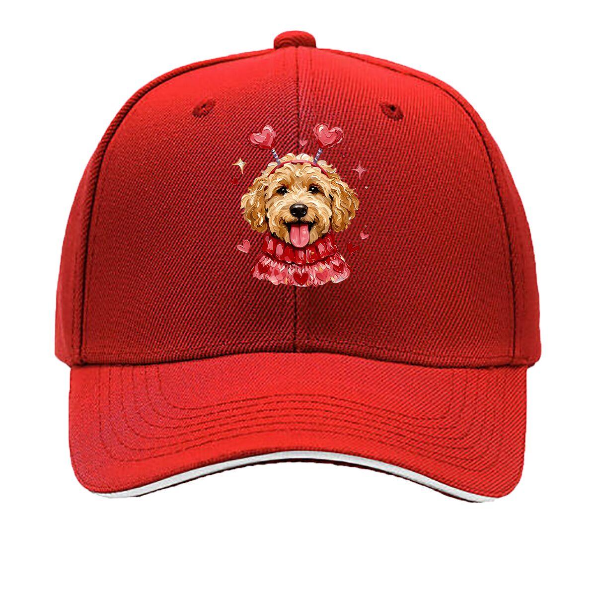 Valentine Dog Print Purple Sandwich Baseball Cap One Size