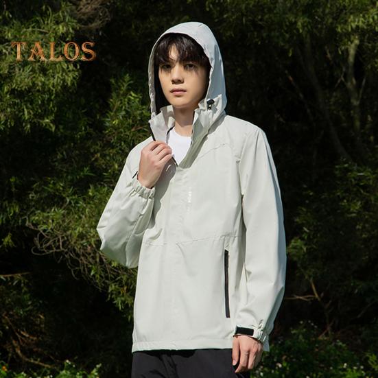 Pánská outdoorová trenčkotová bunda Stojáček s kapucí, dlouhý rukáv, zip, zapínání, bunda proti poškrábání, větruvzdorná