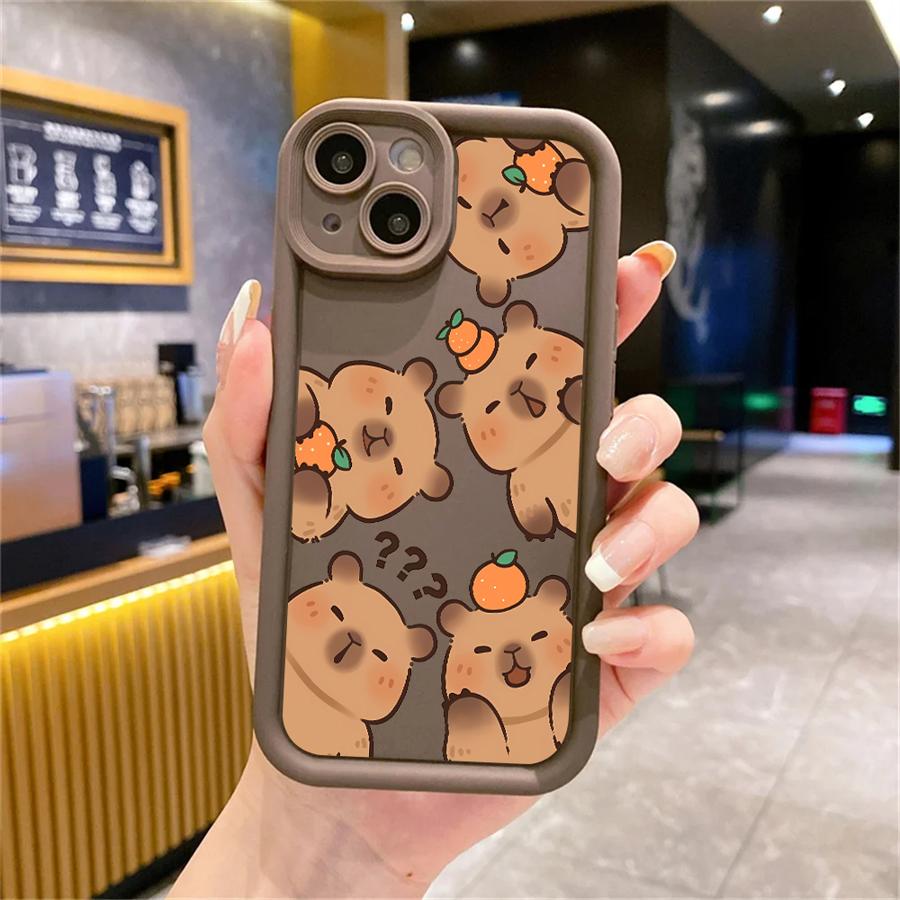 Cartoon Cute Capybara Case for iPhone 12 Mini 14 XS XR 13 Pro MAX 15 Plus 11 16 Plus 14 Pro 11 16e Soft TPU