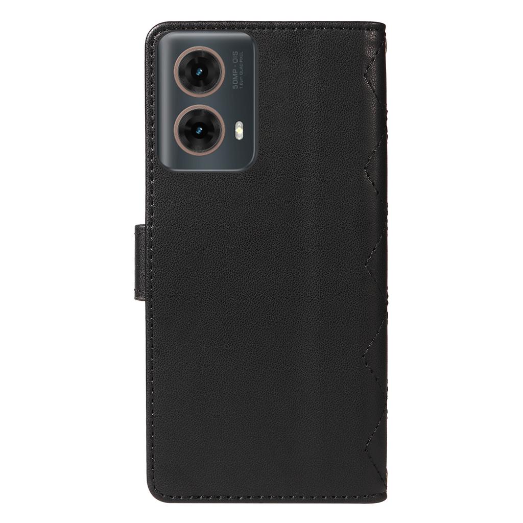 For Motorola Moto G85 5G/ S50 Neo 5G Case Wallet Rhombus Leather Phone Cover with Shoulder Strap,Wrist Strap