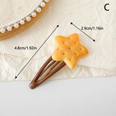 1/4Pcs Creative Girls Cute Biscuit Hairpin Simple Cookie Shape Side Top Hair Clip Headdress Hair Ornament Hair Accessories