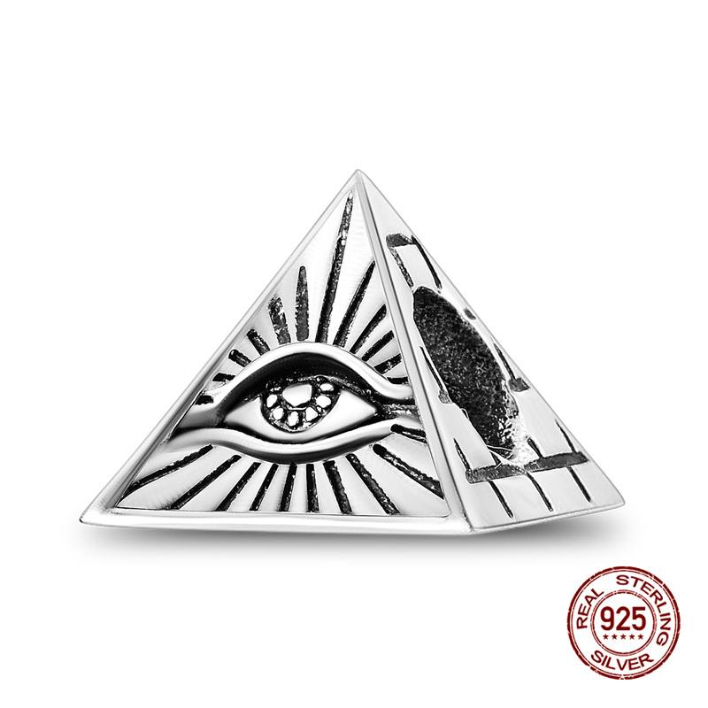 Original Charms Copper Pyramid Demon Eye Charms Beads Fits 3Mm Original Bracelets Necklace Women Diy Fine Jewelry