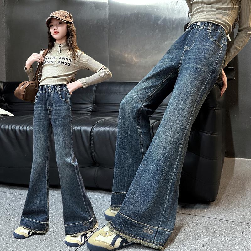 2025 Trendy Embroidered Flare Jeans for Big Girls