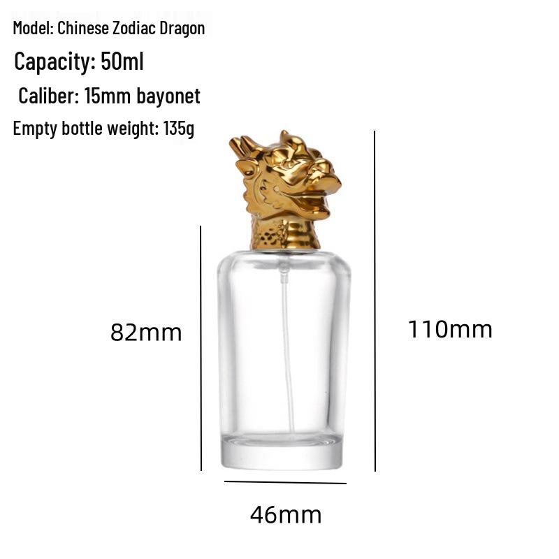 Zodiac-Themed 50ml Glass Perfume Decanter with Portable Cylindrical Spray Bottle