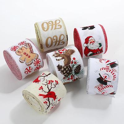 2M/Role Páska z imitace konopí Ručně vyráběný design Tištěná vánoční stuha pro šití oděvů Látka DIY Vánoční dekorace