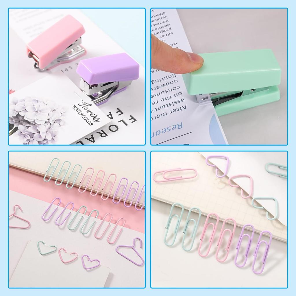 Doyime Mini Stapler Kit Handheld Cute Student Includes 10mm Staples and Paper Portable Office Supplies (3-Pack) - Small, Stapler, Stapler, Clips,