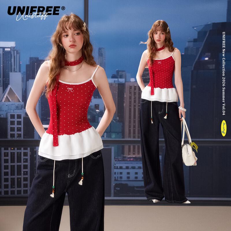 UNIFREE Sweet Polka Dot Ballet Style Cami Vest L