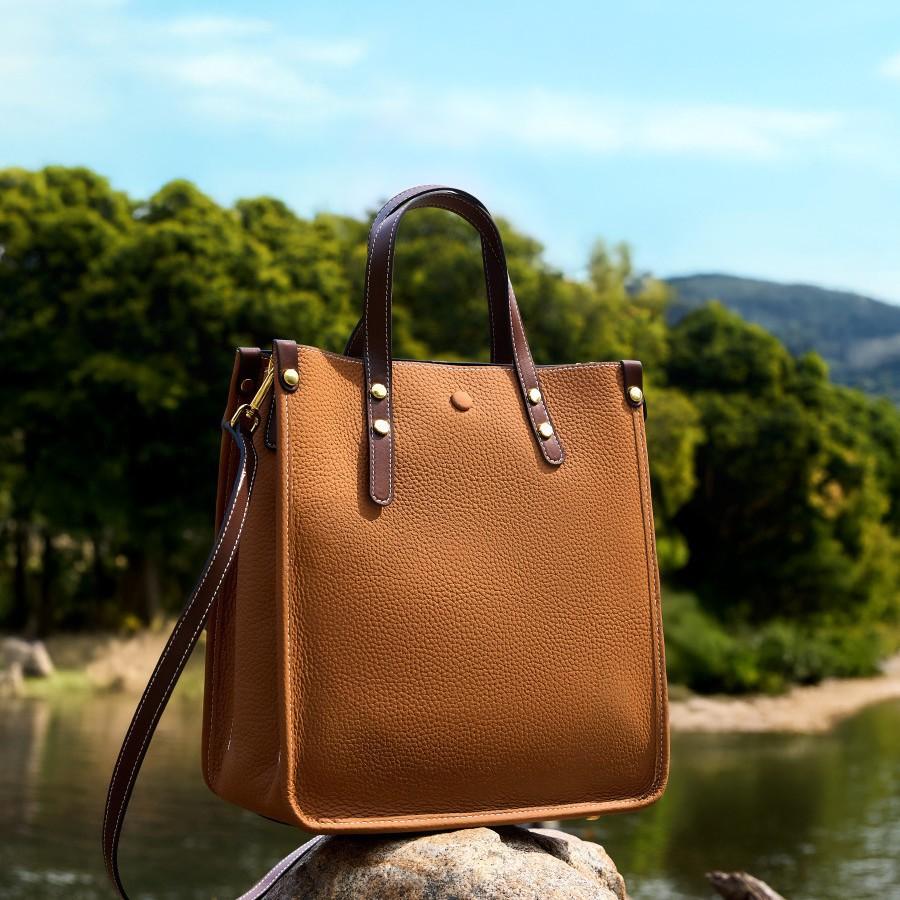 Fashion Leather Vertical Tote Bag Handbag First Layer Cowhide Commuter Shoulder Bag Briefcase Women'S Soft Leather Messenger Bag
