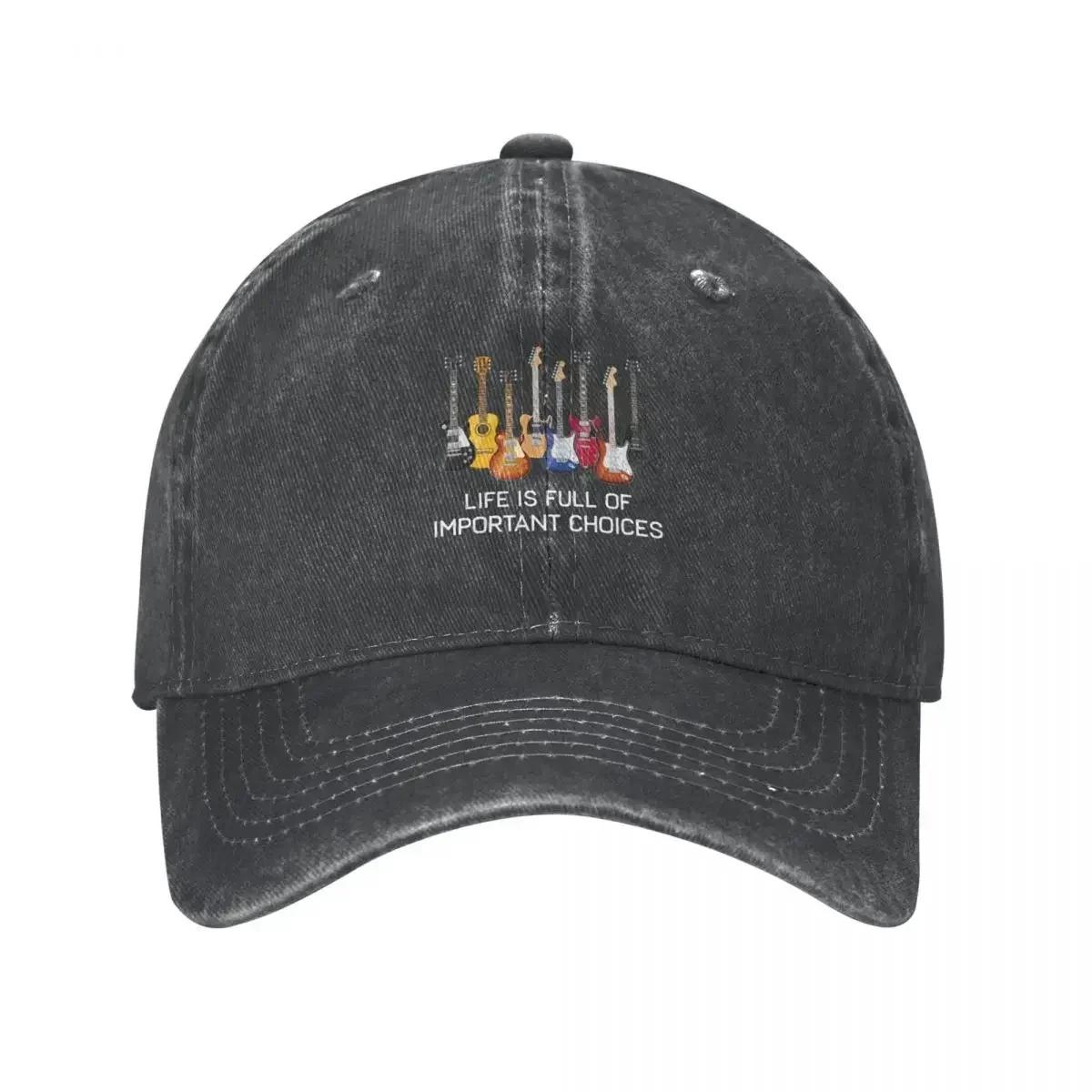 Guitar Life Is Full Of Important Choices Baseball Caps for Unisex Distressed Cotton Sun Cap Cool Play Guitarist Adjustable Hats Cap One Size