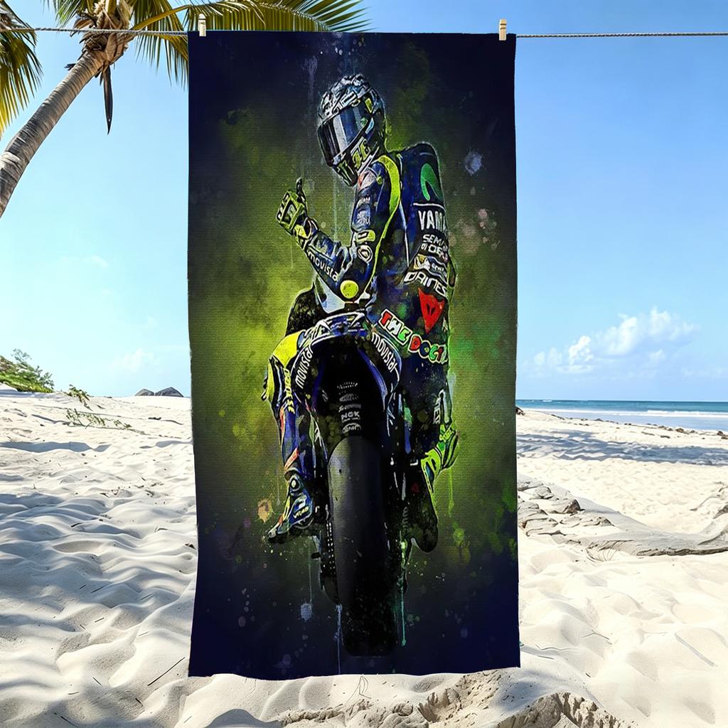 1pc V-Valentino R-Rossi VR46 MotoGP Watercolor Beach Towel Microfiber Soft Quick Dry Bath Towel for Fans Swimming Outdoor