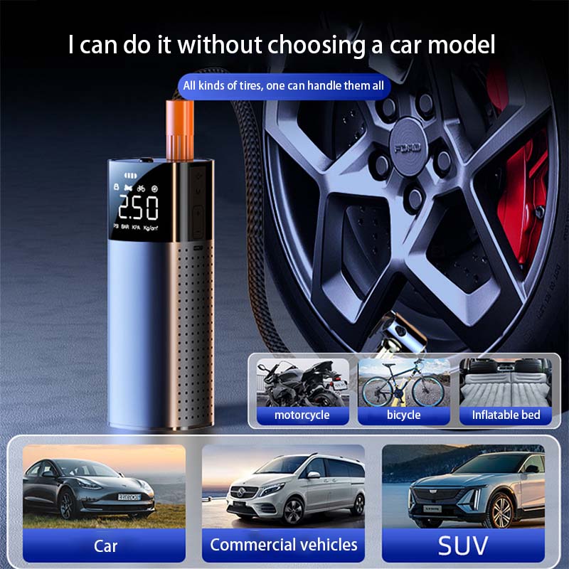 New Wireless Smart Car Air Pump Small Portable Car Tire Inflation Charging Lighting Accurate Pressure Emergency Power Lighting