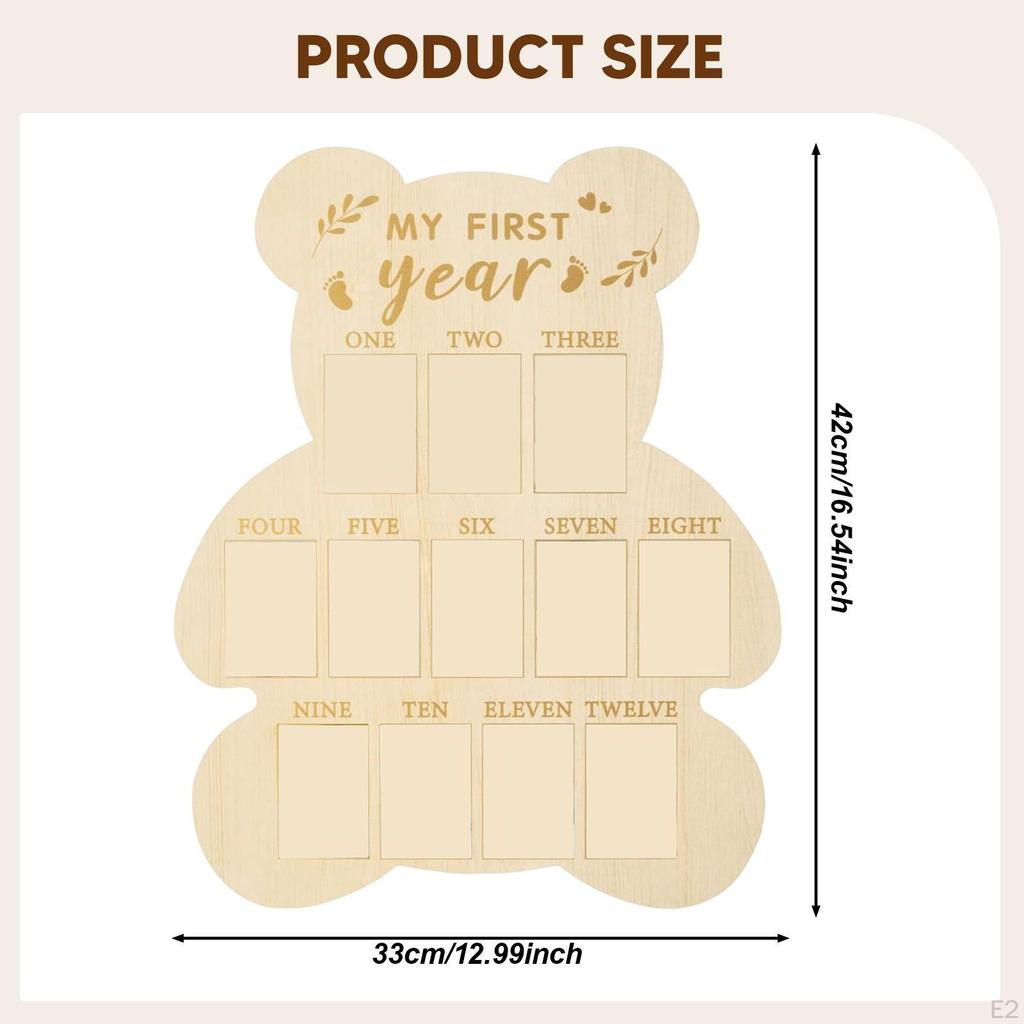 First Year Picture Frame Display Tabletop Memorable Kids Nursery 12 Monthly Milestone Photo Board