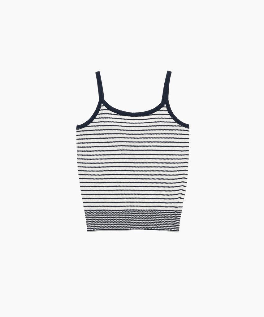 Tudument Stripe Sleeveless Knit Top Ivory