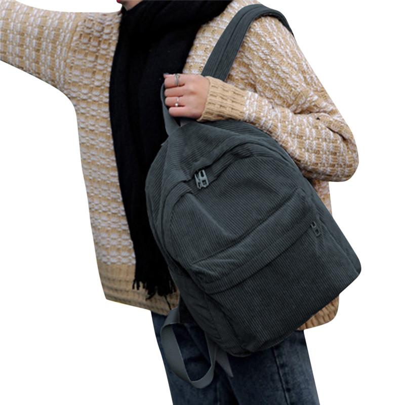 Style Soft Fabric Backpack Female Corduroy Design School Backpack For Teenage Girls Striped Backpack Women Velvet Screen