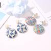 Fashion Boho Retro Button Earrings National Wind Weave Grass Paper Round Earrings Jewelry KTJ