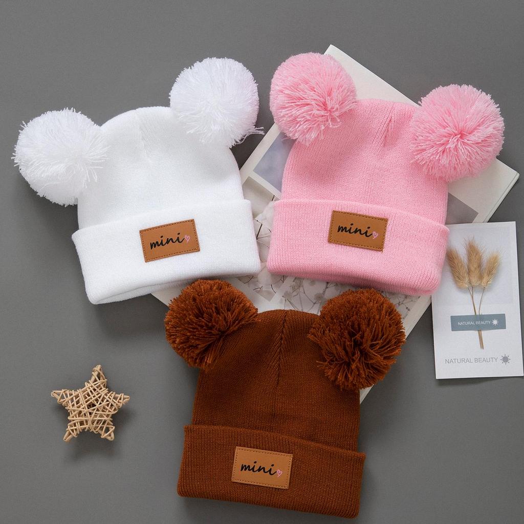 3pcs Kids Knitted Bonnet Bebe Newborn Baby Hat Pompom Cute Winter Hat for Boys Girls Children Warm Beanie Cap 0-3Y