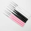 Private Label White Black Pink Color Plastic Handle Thin Liner Nail Art Brush Set
