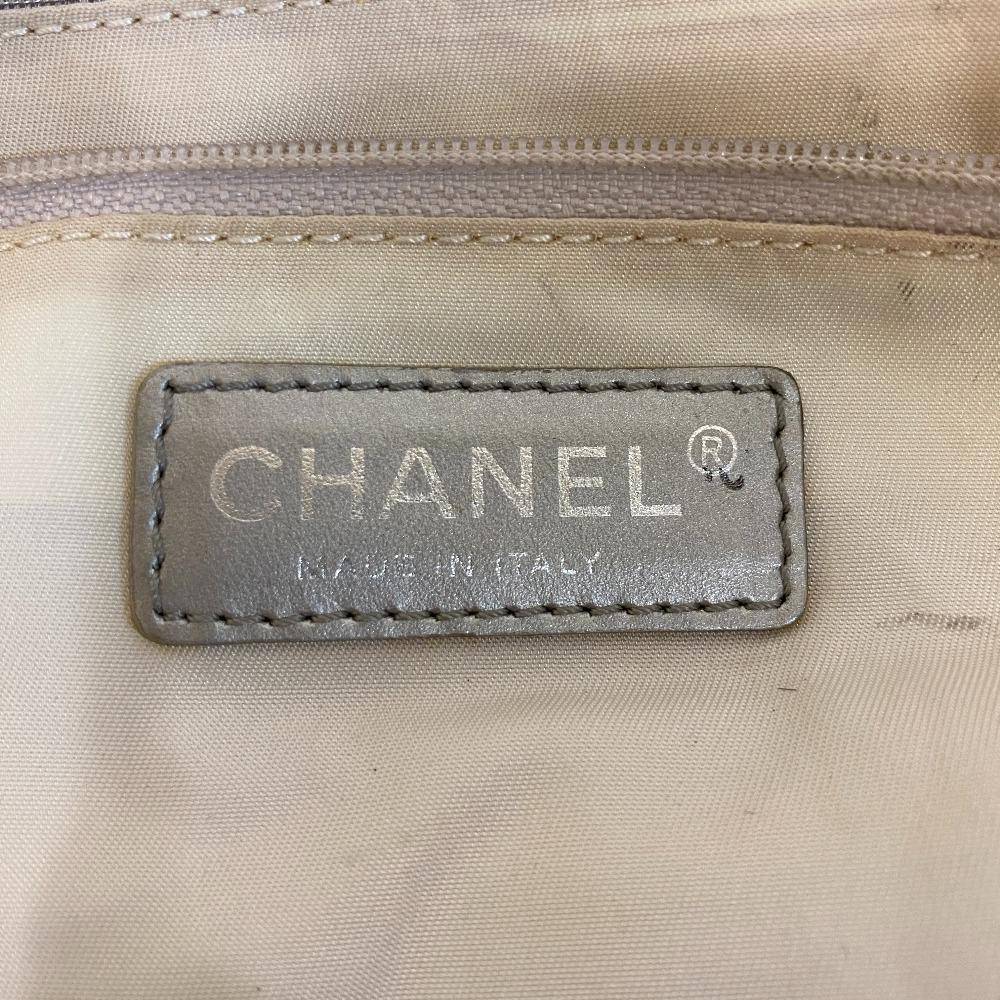CHANEL New Travel Line MM canvas Tote Bag Silver canvas Used