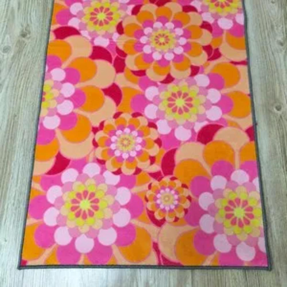 Rosa Orange , Blomma,Retroblomma ,Blommönster ,Populär Blomma,Rosa Orange Dekor,, Populär Retro,Färgglad Matta