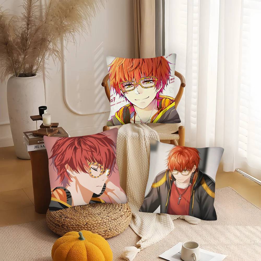 1Pc Anime M-Mystic Messenger Game Pillow Case Fashion Square Pillowcase Bedroom Sofa Room Ins Decoration Leisure