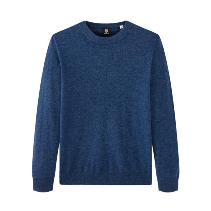 Septwolves Men's Seamless Round Neck 100% Wool Sweater