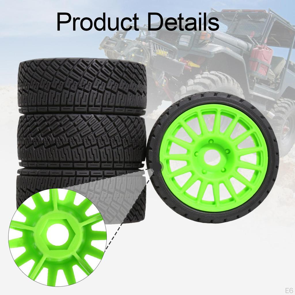 4 Pieces RC Wheel and Tire DIY Accs Easy Installation Professional Model Spare Parts Replace
