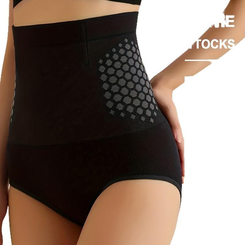 High Waist Seamless Honeycomb Tummy Control Butt Lifter Shapewear Briefs S чёрный