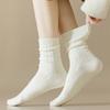 Women's Mid-calf Spring and Autumn Thick Cotton Socks, White Retro Autumn and Winter Loose Long Calf Pile Socks, Women's Long Socks