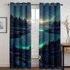 Green Aurora Curtains Night Stars Moon Curtains Living Room Bedroom Home Decor Curtains 2 Panels