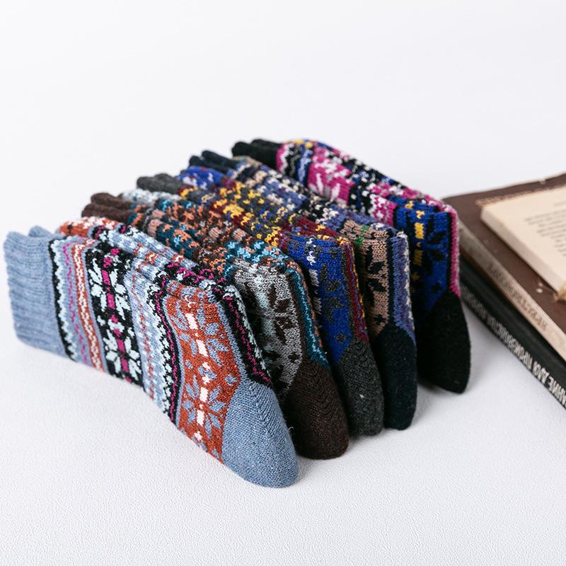 5 par skarpet zimowych, męskie pogrubione skarpety z wełny króliczej, etniczne skarpety tubowe i skarpety damskie