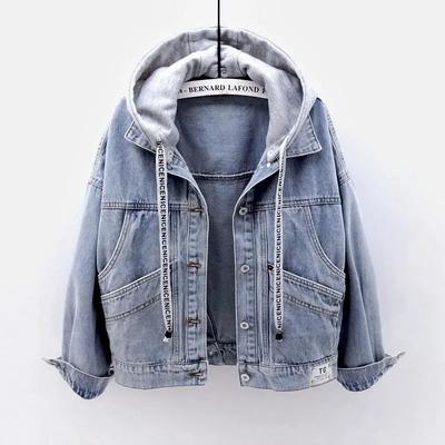 Giacca da donna in denim con colletto rovesciato, decostruibile, blu, taglie forti, primavera, taglie forti