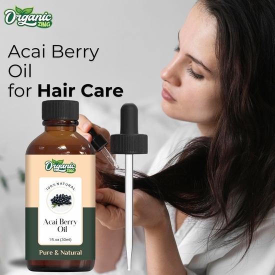 Organic Zing Acai Berry (Euterpe Oleracea) Oil | Pure & Natural Carrier Oil for Skincare, Hair Care & Massage - 30ml/1.01fl Oz